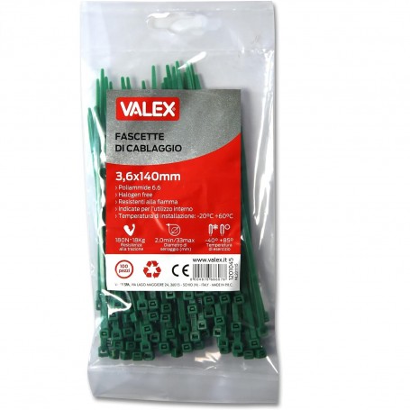 Bridas de plastico verdes Valex de 3,6 mm